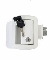 TRAVEL TRAILER ENTRY DOOR LATCH W/ KEYED DEADBOLT WHITE POWDER COATED